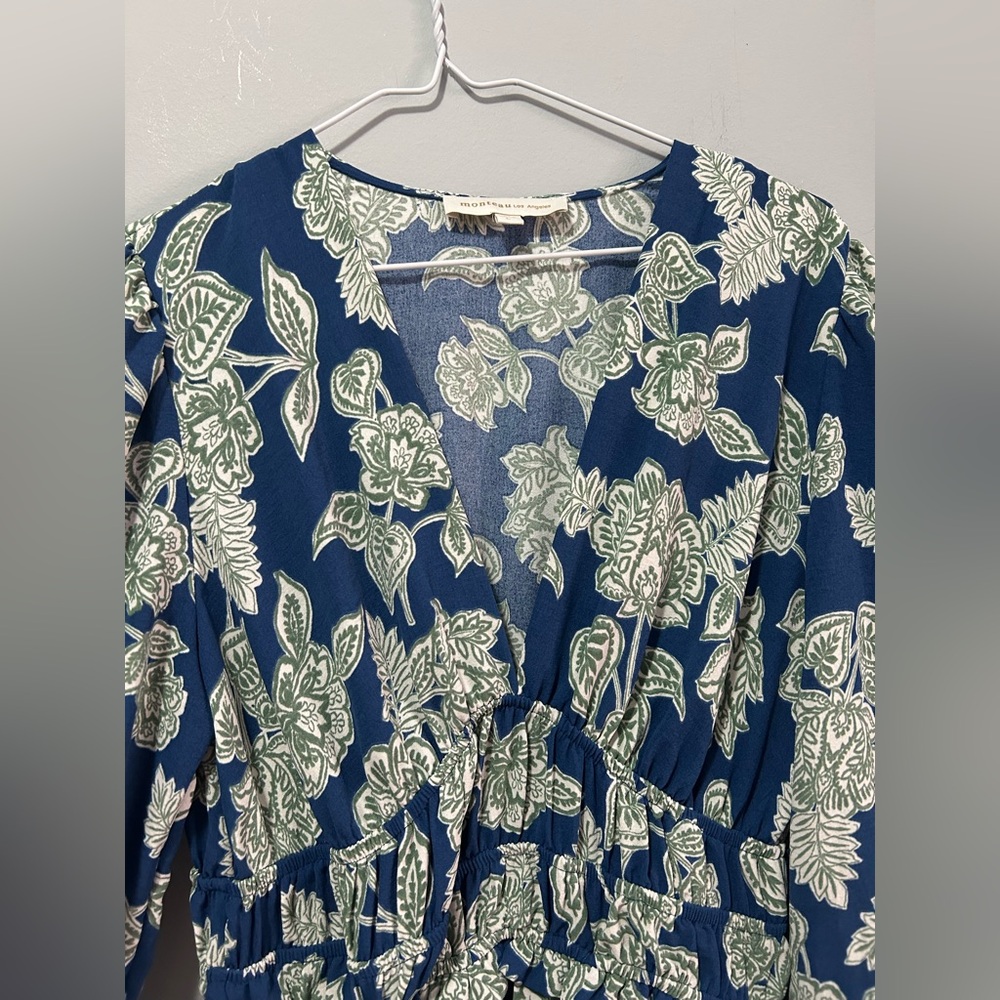 Monteau Los Angeles Blue Floral Print Dress - Picture 5 of 10